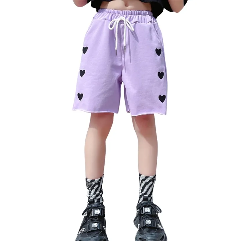 Mädchen kurze Hosen Herz Muster für Mädchen Casual Style Kinder Sommer Kinderkleidung 6 8 10 12 14 210527
