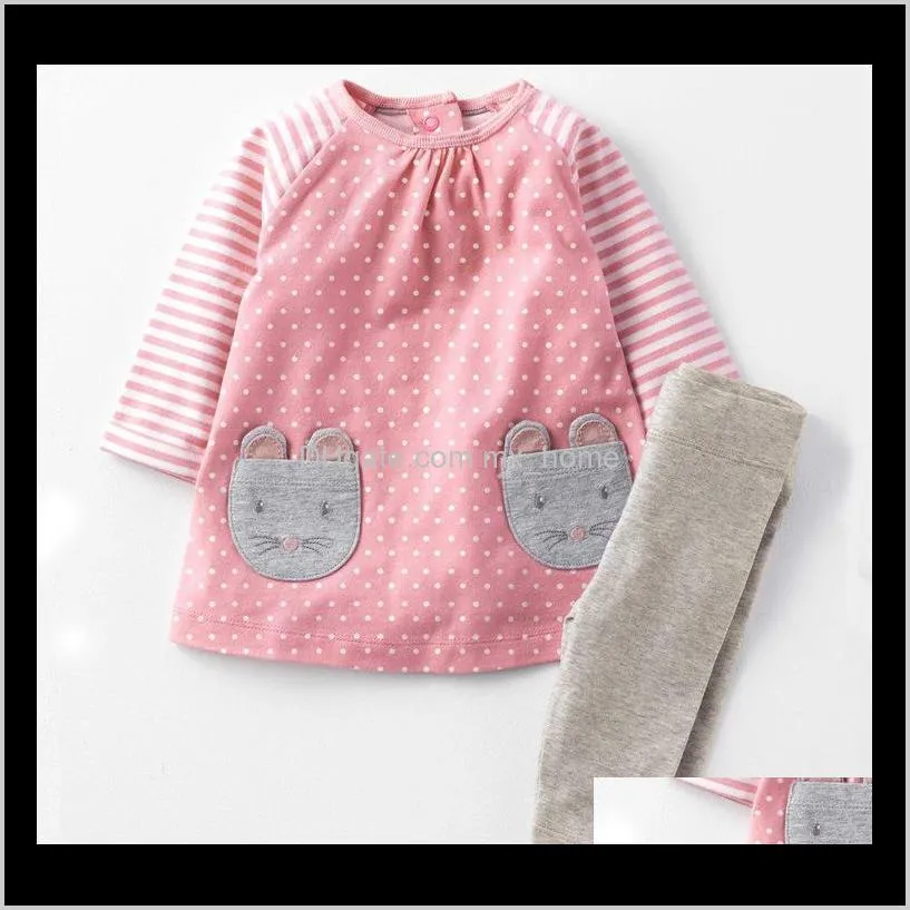 toddler kids baby girls suit outfits sweet clothes dot print cartoon tops+ leggings pants set wt1746
