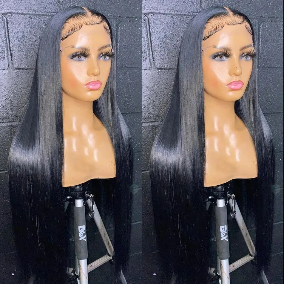Brazilian Straight Full Lace Front Human Hair Wigs Pre Plucked 360 HD Transparent Lace Frontal Wigs For Women Natural Black /Brown/Red/White Synthetic Wig