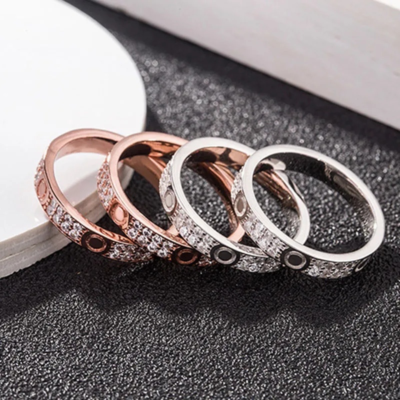 خاتم الحب زوجان الماس برغي الفولاذ المقاوم للصدأ الزركون مجوهرات هدايا للمرأة اكسسوارات بالجملة