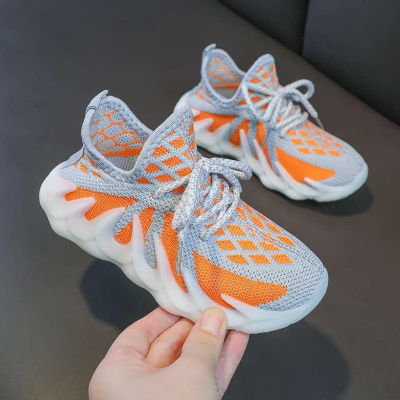 1-10 Years Children'S Sneakers Kids Shoes Baby Boys Girls Breathable Non-Slip Soft Sole Knited Children Shoes 21-32 G1025