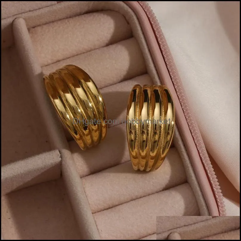 Stud 2021 Trendy Colorful Stripe Beautiful And Gold Tarnish Free Hypoallergenic Stainless Steel Earrings For Women