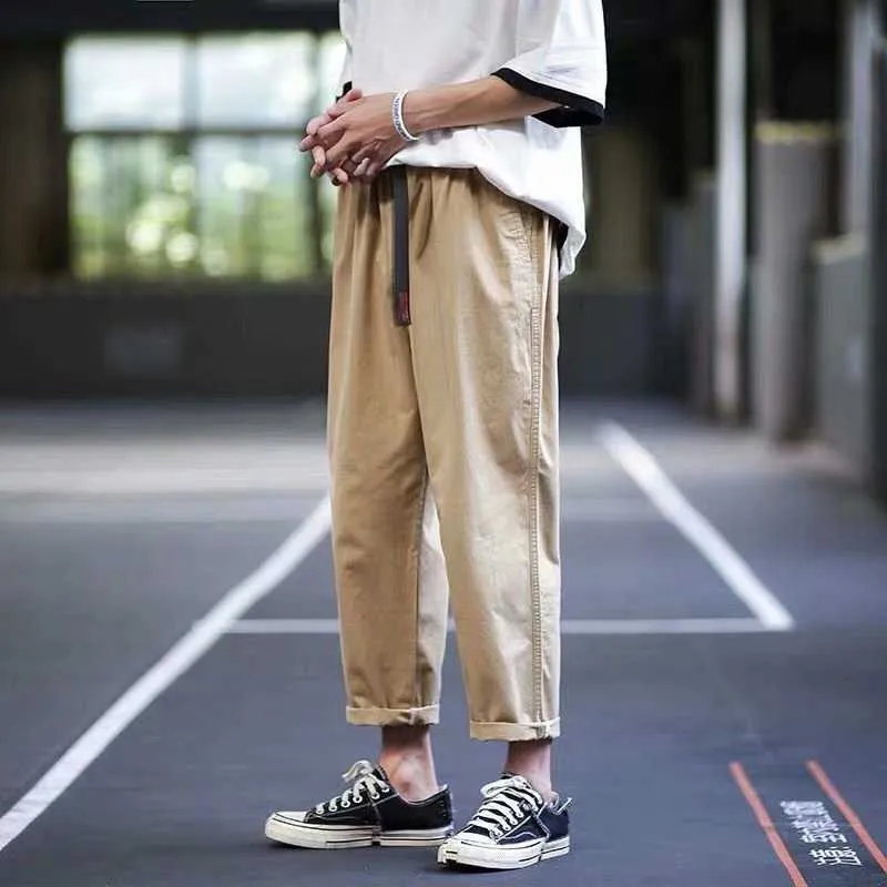 Pantaloni da uomo per il tempo libero alla moda Pantaloni lunghi larghi in vita elastica stile inglese Pantaloni casual da strada Harajuku Pantaloni sportivi per adolescenti X0723