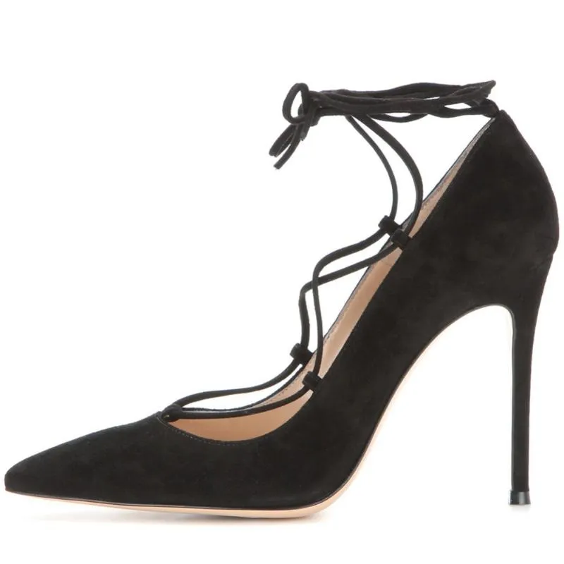 Est Fall Scarpe da donna Décolleté in pelle scamosciata beige nera Cinturino alla caviglia Abito da sposa donna con tacco alto e punta a punta