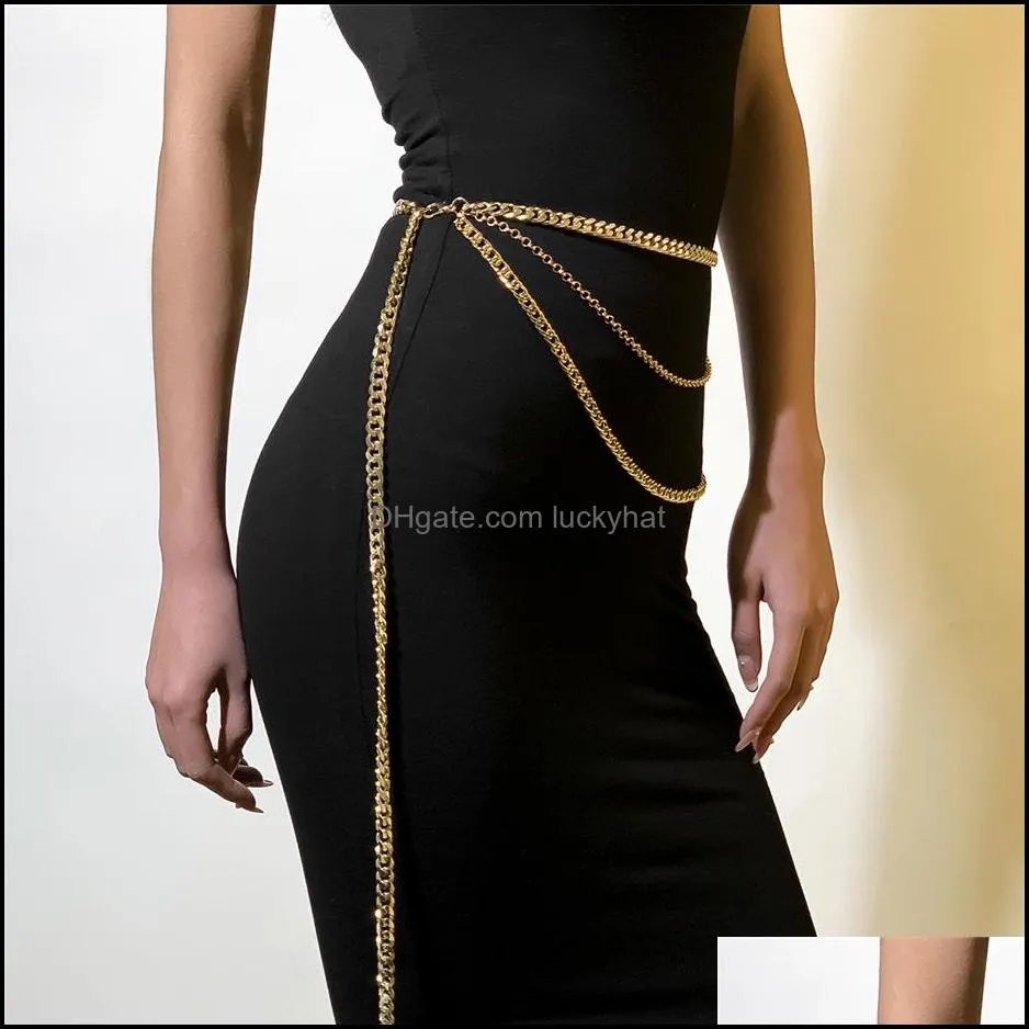 Fashion Popular Punk Belly Chain Dress Jeans Sexy Simple Multi-layer Double Buckle for Women Men Tassel Waist Chain Body Jewelry