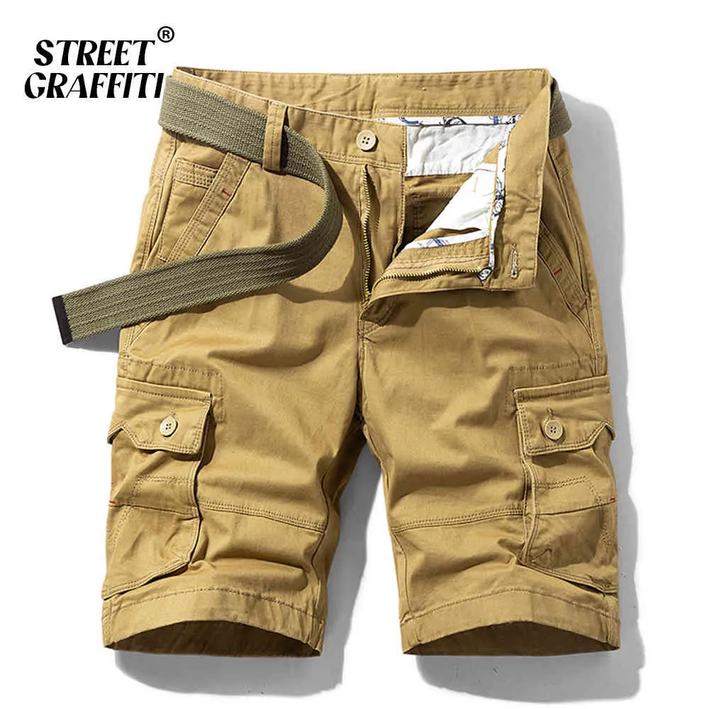 Men's 100% Military Cargo Shorts Spring Summer Men Casual Male Loose Breeches Bermuda Multi-Pocket Short Pants