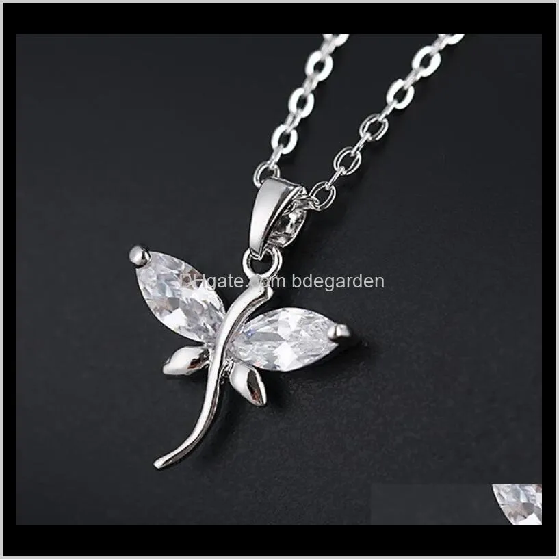 jewelry dragonfly pendant necklace zircon silver plated necklace chokers for women hot fashion of shipping