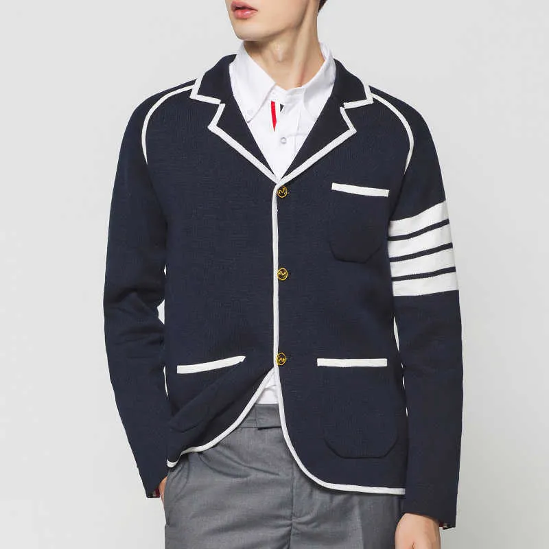 メーカー1年保証 低価格で最高品質の Tb 21トムブランドファッションジャケット男性スーツ ファインフィットフォーマルブレザーウール秋冬ストライプカーディガンセーター オンラインのメンズ スーツ ブレザー 25 メール便 アパレル メンズ服 Pernudilaw Com