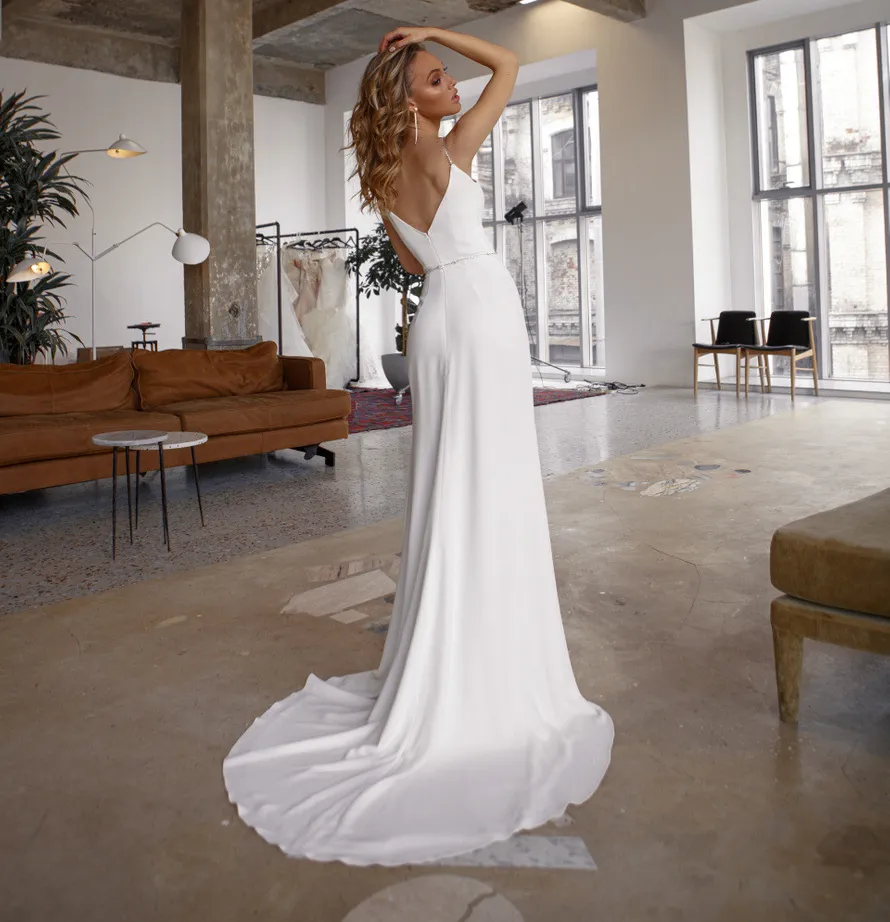 White Prom Dresses Long Evening Gowns with High Thigh Split, Spaghetti  Strap, Lace Appliques, Illusion Top, Trumpet Silhouette from Dhgate Evening  Dresses - price 66.87