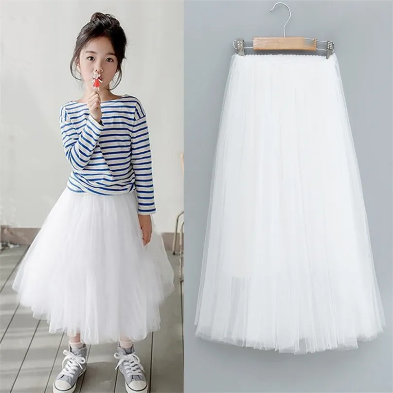 Ragazze TuTu Gonne Lungo Fluffy Adolescente Gonna Bambini Abito da ballo Morbido Pettiskirts Teen Girl Princess Dance Party Clothes 3-12Y 210629