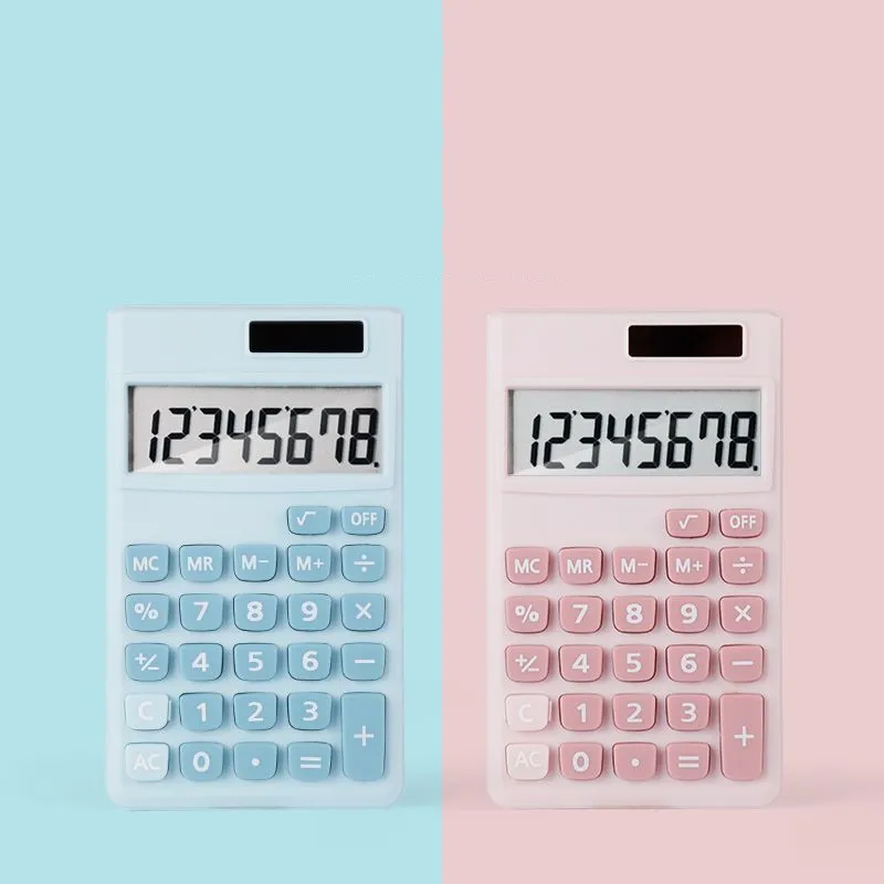 Bonbons Couleur Mignon Calculatrices Solaire 8 chiffres Mini Portable Étudiant Calculatrice Bureau Fournitures Scolaires 2 couleurs