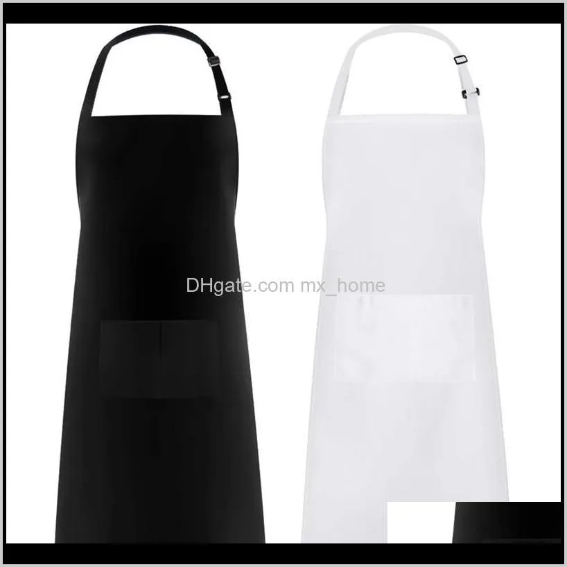 Dickere Version, wasserabweisend, mit 2 Taschen, verstellbare Latzschürze für den Garten, zum Kochen, für Damen und Herren, Weiß