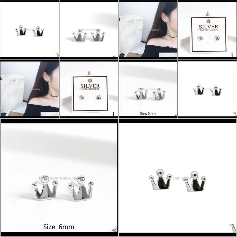 mini trendy crown earrings for women minimalist fine jewelry cute 2021 gift stud