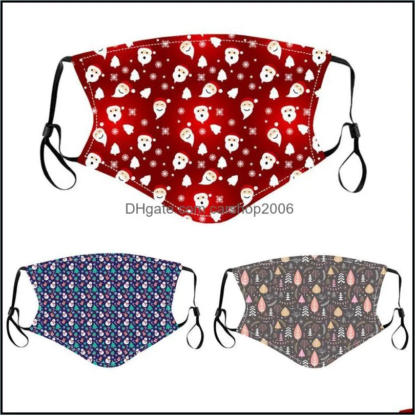 new designer Christmas series fashion printed masks can be reused in winter adjustable washable dustproof breathable HWD9740