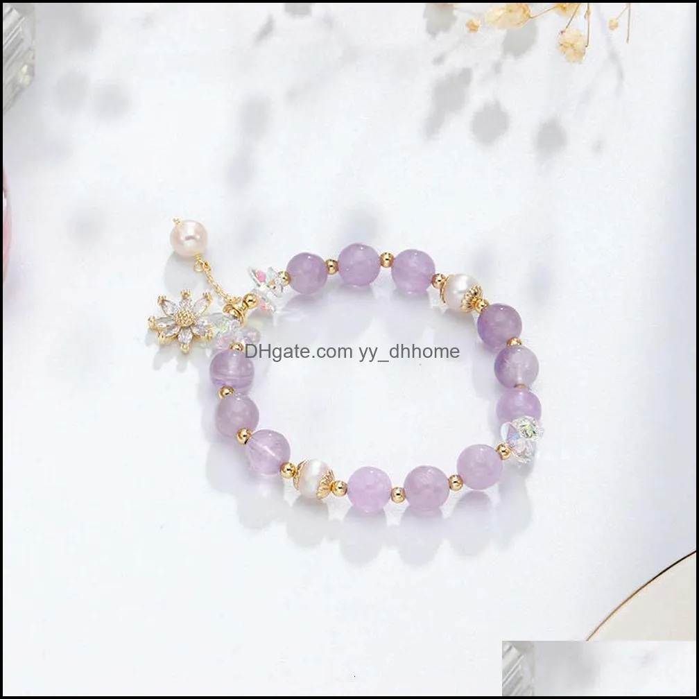 bracelet Bracelet Light fragrance light shadow natural crystal bracelet female Lavender Amethyst zircon Flower