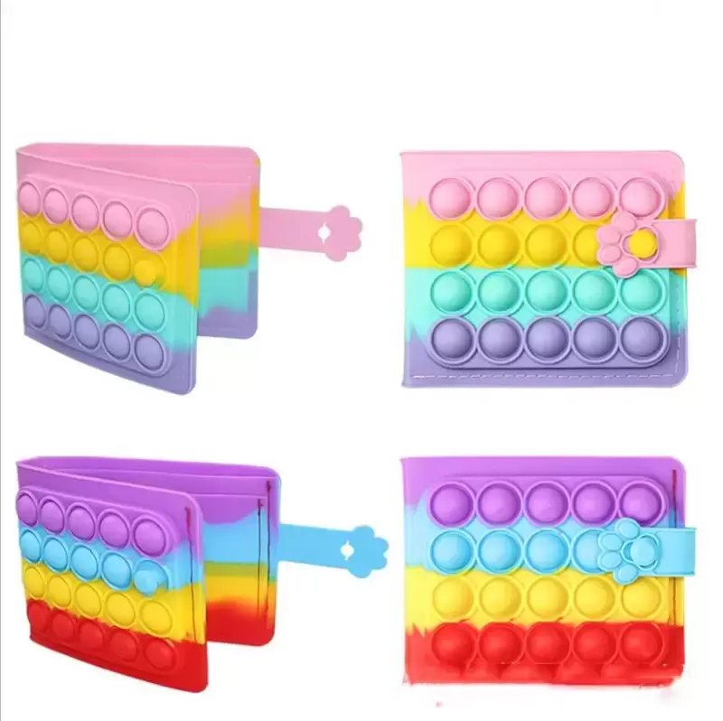 UPS Decompression Toy rainbow purse Push Wallet Portable Fashion Pack Silicone Press Fidget Toys Bags fast
