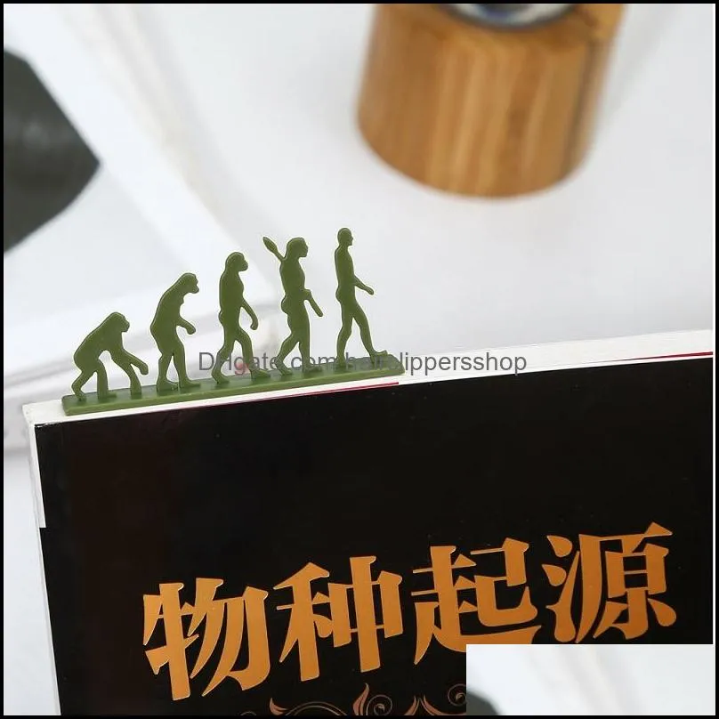 Bookmark TUTU 2Pcs/lot Plastic Bookmarks Human Evolution Shaped Paper Clips Office Supplies For Kids School Student H0350