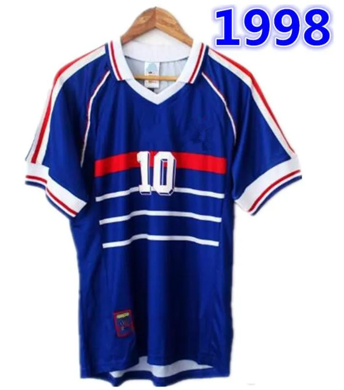 1998 FRANCIA camisetas campeones de la copa del mundo RETRO VINTAGE ZIDANE HENRY MAILLOT DE FOOT Uniformes de fútbol de calidad de Tailandia Camiseta de camisetas de fútbol