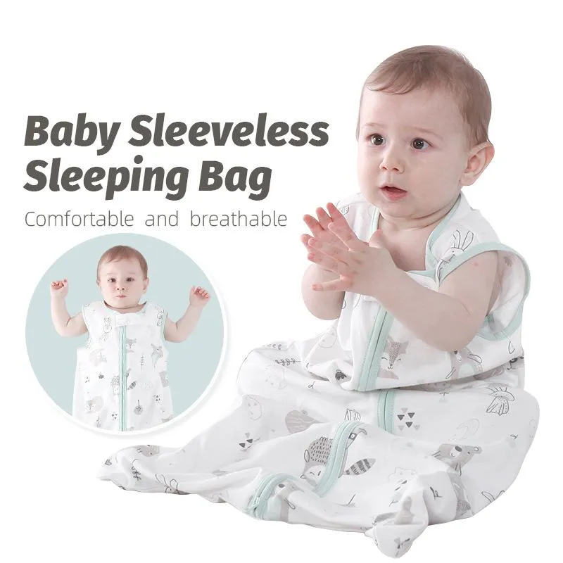 Decken Pucken Baumwollschlafsack Born Baby Atmungsaktive Pyjamas Anti-Kick-Steppdecke Ärmellose Weste Dünnschnitt 0-3 Jahre alt
