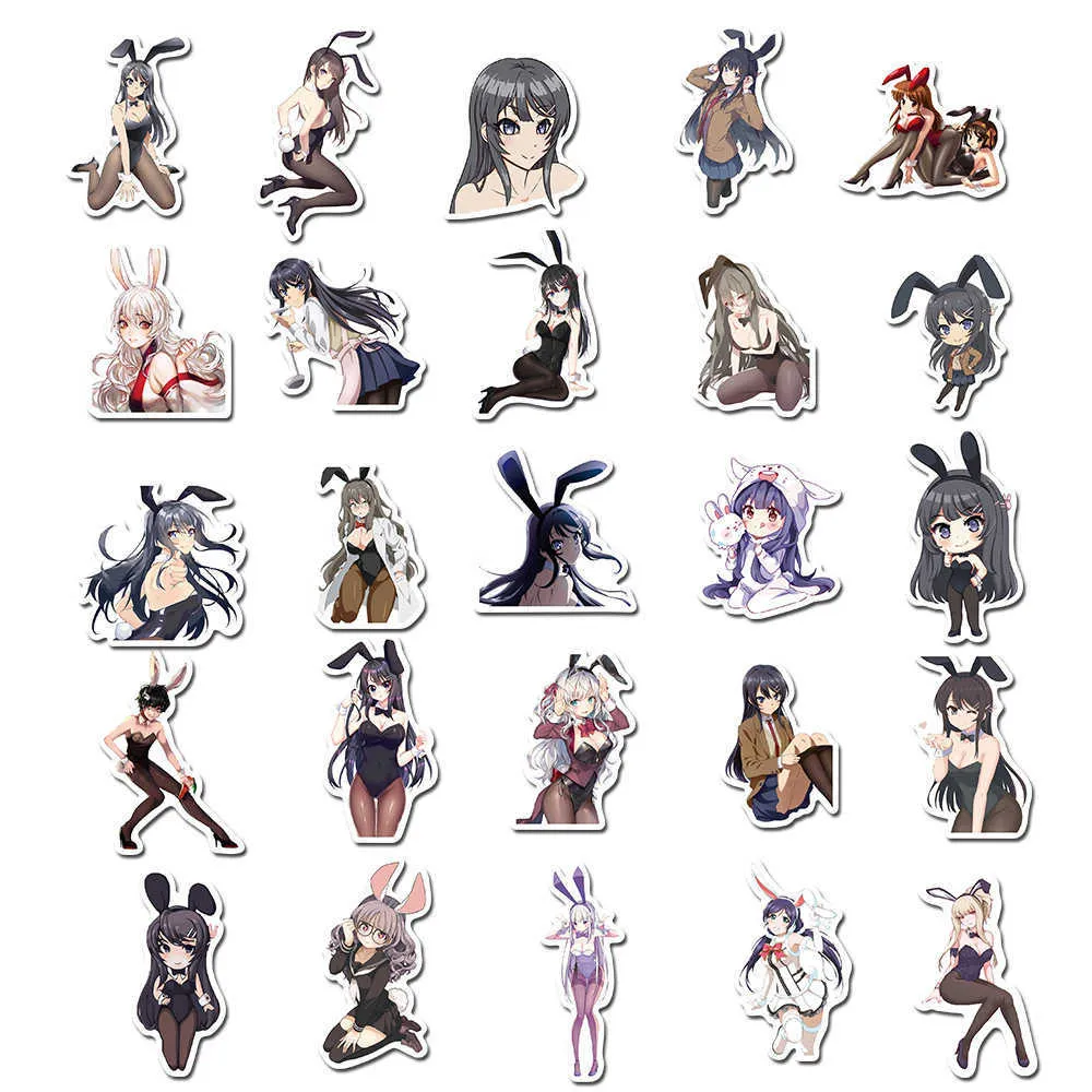 10 50 100pcs anime hentai sexy pinup bunny girl waifu decal stickers portable suitcase car truck car sticker215h