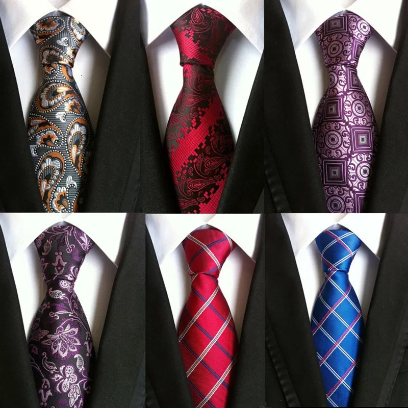 Corbatas Para Hombre 8 cm Neck Ties För Män Lyx 100% Silk Mens Slips 8cm Svart Gravata Jacquard Slim Tie Business Paisley