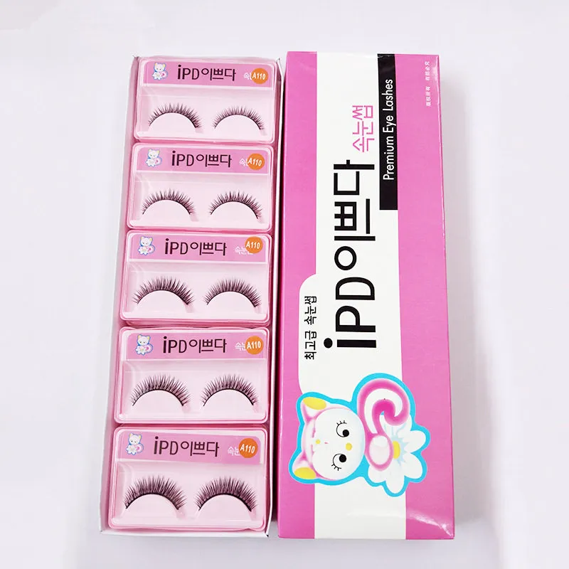 IPD 3D Mink False Fake Eyelashes Extensions 10 Par Syntetiska hårögonfransar naturligt utseende tjockt korsning