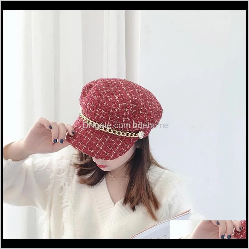 autumn winter chain wool berets for women female flat army cap salior hat girl ladies travel berets painters cap blm1011