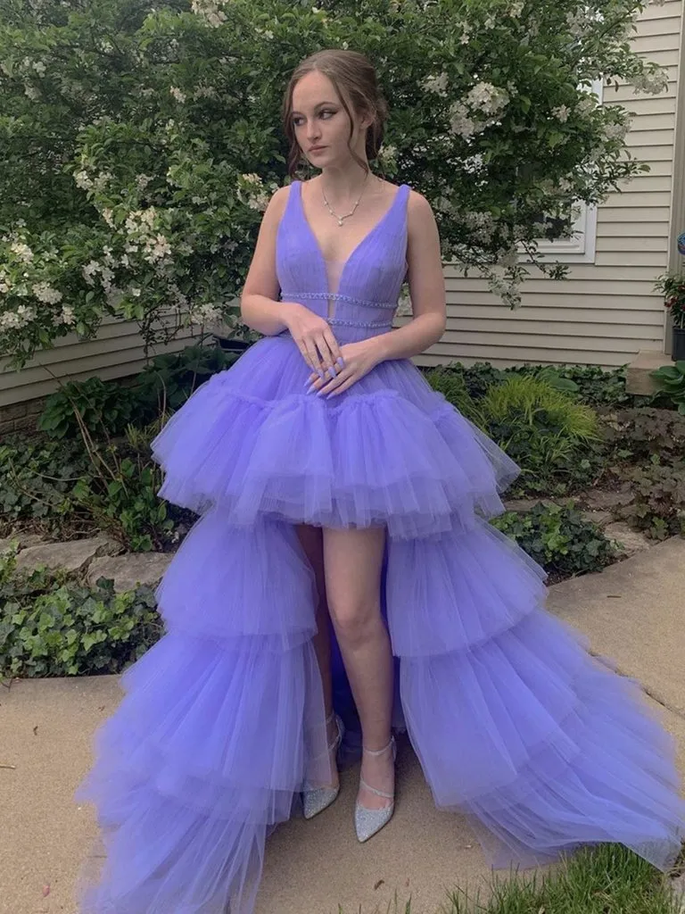 Purple dress short front store long back