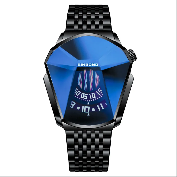 Binbond Brand Watch Fashion Personlighet Stor Dial Quartz Mens Watch Crystal Glass White Steel Watches Locomotive Concept208K
