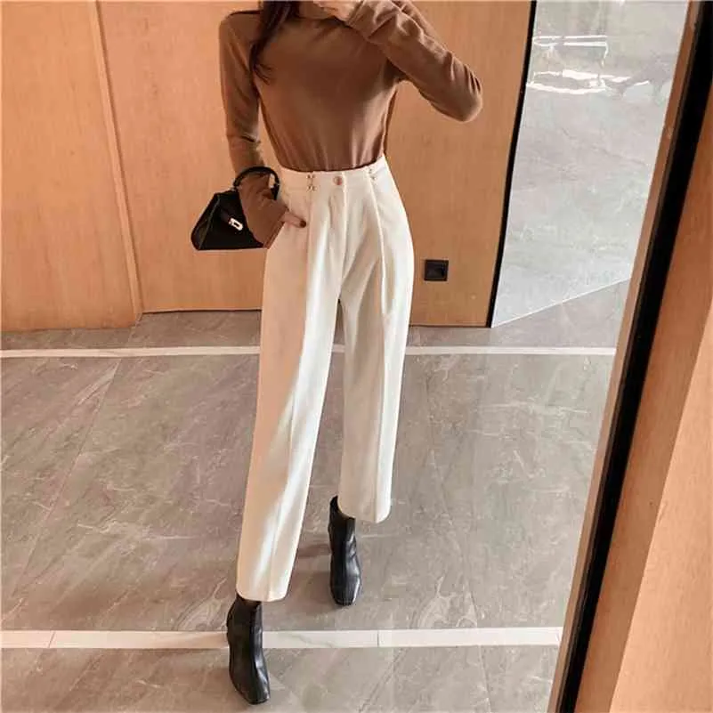 Women's Harem Pants Spring Corduroy High Waist Pants Casual Pants Vintage Slim Trousers Female 210522