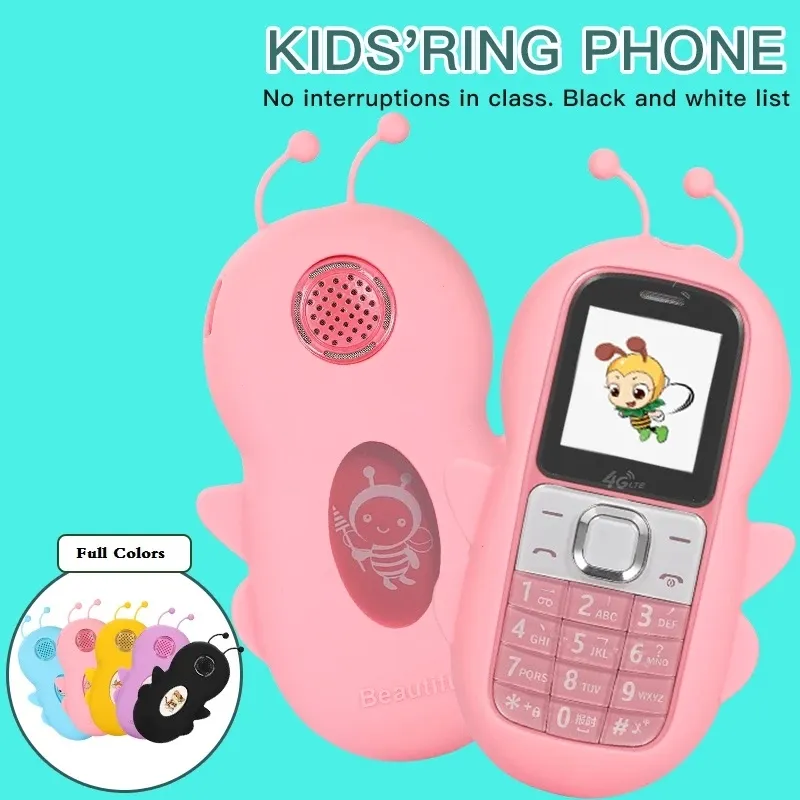 Unlocked Free Case Cute Mini Children Cell Phone Low Radiation Small Size Kids Cartoon Mobile No Internet Whitelist Blacklist Fast Call Lovely Shape For Student