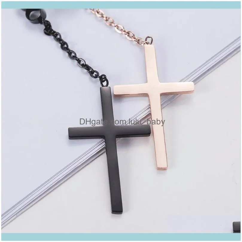 Stainless Steel Rose Gold Black Double Cross Women Drop Earrings Jewelry Gift Cut Line Fashion Trend Minimalism Dangle & Chandelier