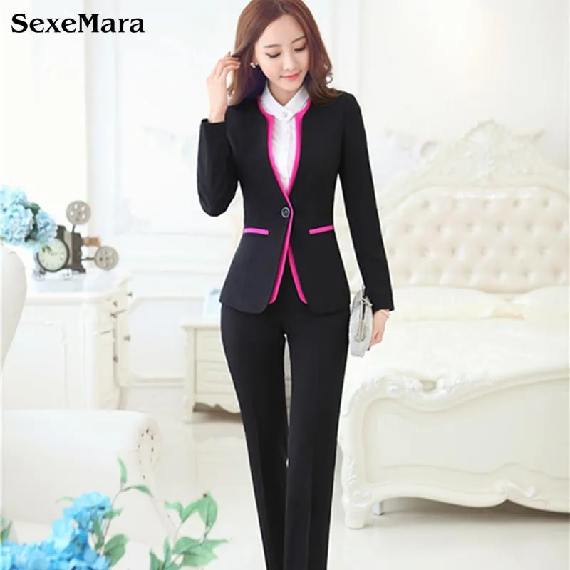 限定入荷 女性のスーツのブレザービジネススーツのフルシングルブレストパンツ女性21春黒い色ポリエステルフォーマルレディースパンツドレス 送料代引き無料 Apparel Women S Clothing Viajealasostenibilidad Org