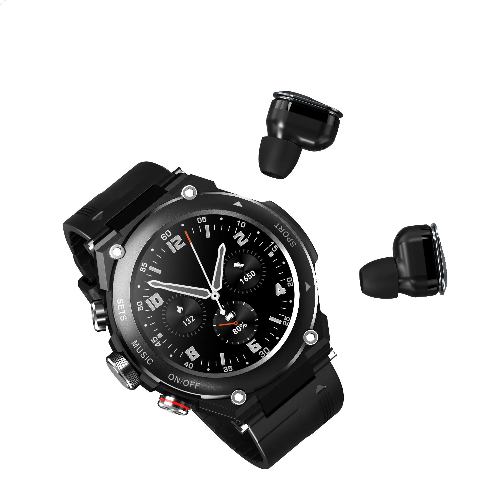 Premier thermomètre mondial tactile Montres intelligentes TWS Casque Bluetooth Écouteurs Appel MP3 Montre intelligente étanche Fréquence cardiaque Pression artérielle Oxygène Température corporelle