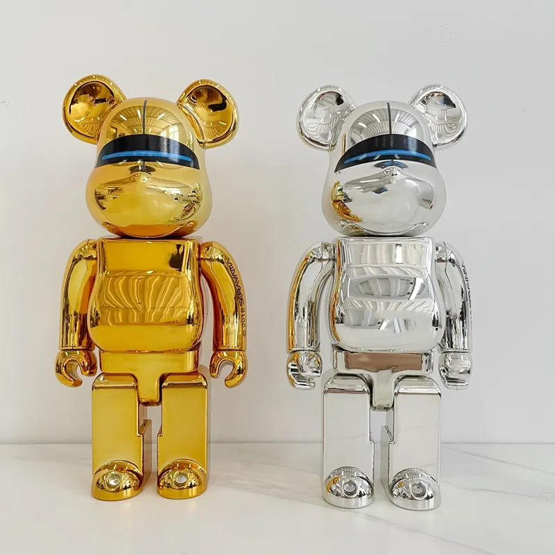 Şiddet Ayı Yapı Taşı Bearbrick Hacimesorayama Birinci Nesil Fonu Gümüş 400% 1000% Seksi Robot Çocuk Süsler Hediyeler El 28 cm-70 cm