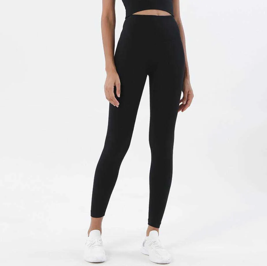 Löpning Fitness Yoga Leggings Gym Kläder Dam Byxor Leggins Seamless Enfärgad Träning Tights med hög midja Atletiska byxor