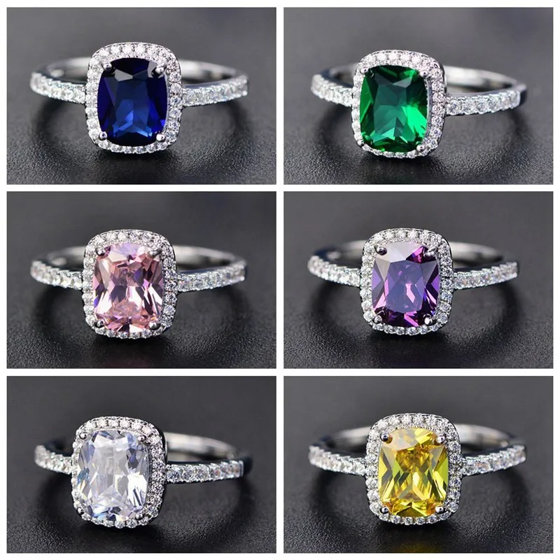 Eternity Diamond Ring voor Dames Zilver Wit Gouden Gemstone Amethist Rings Natural Moissanite Sieraden
