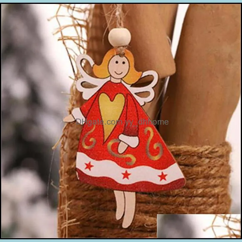Christmas Tree Angle Santa Snowman Wooden Pendants Ornaments Xmas DIY Wood Crafts Kids Gift for Home Christmas Party Decorations