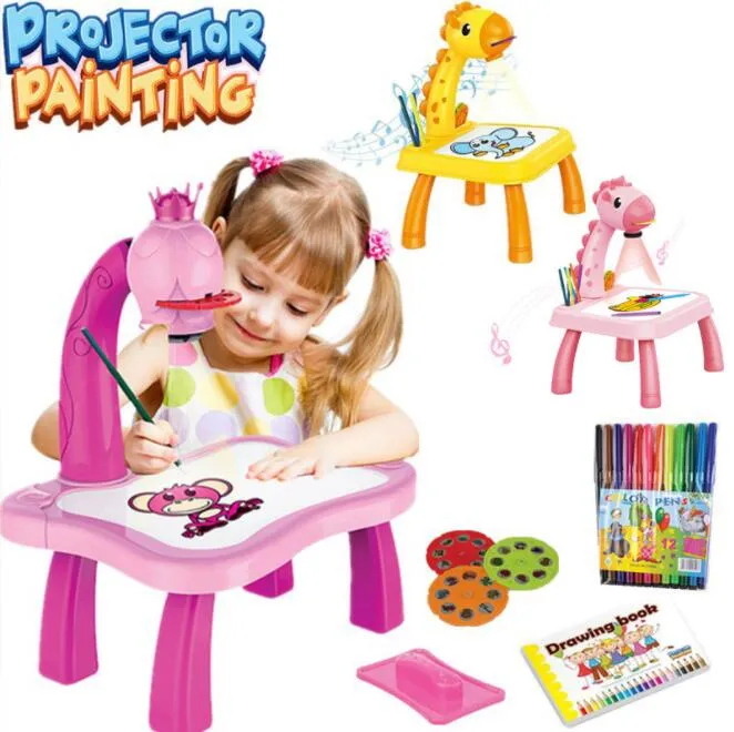 Crianças, LED, projetor, desenho, desenho, tabela, brinquedos, pintura, quadro, desenho, artesanato, educacional, aprendizagem, pintura, brinquedo, para, menina