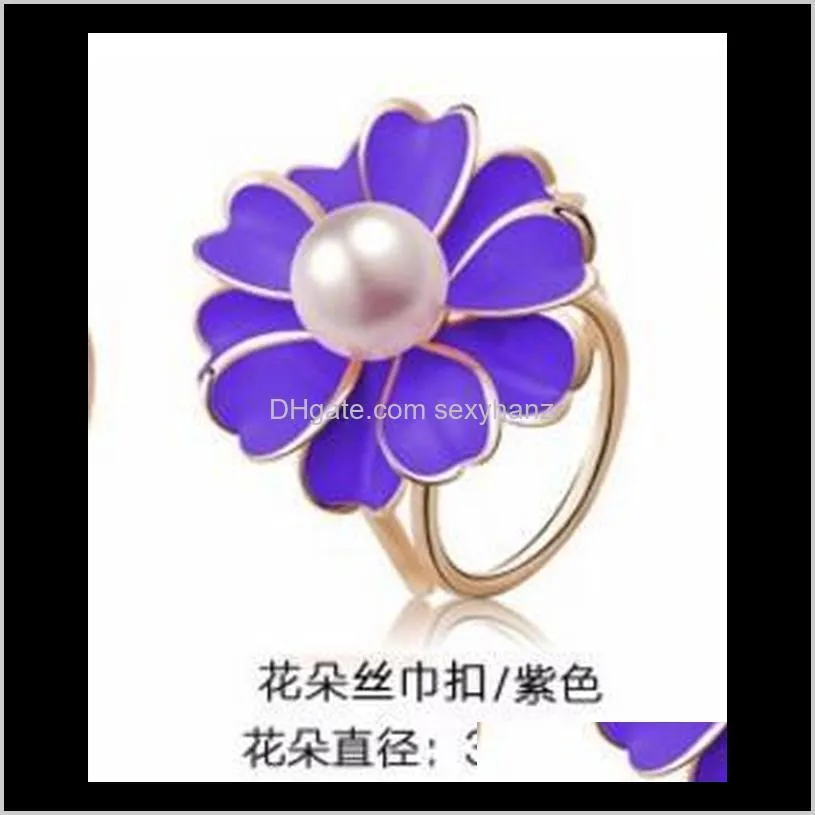 best deal fashion good quality tricyclic camellias imitation pearl scarf holder scarf brooch clips jewelry gifts