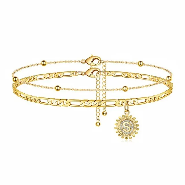 14K Vergulde Ankentjes Enkelarmbanden voor Vrouwen Dainty Gelaagde Figaro Ketting CZ A-Z Initiële Anklet Zomer Sieraden Geschenken