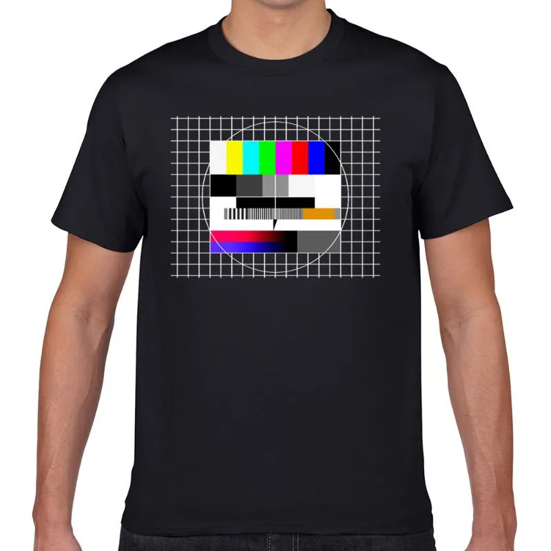 Erkek T-Shirt Tops T Gömlek Erkekler TV Test Desen 90 S Parti 80 S Retro Slogan Vintage Komik Harajuku Geek Özel Erkek Tshirt