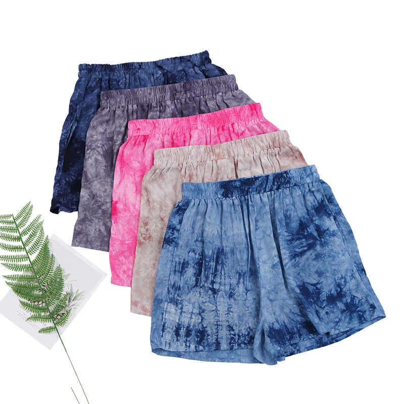 Schlichtes Design, Batik-Shorts mit mittlerer Taille, Damenshorts mit Taschen, sehr weich M30312 210526