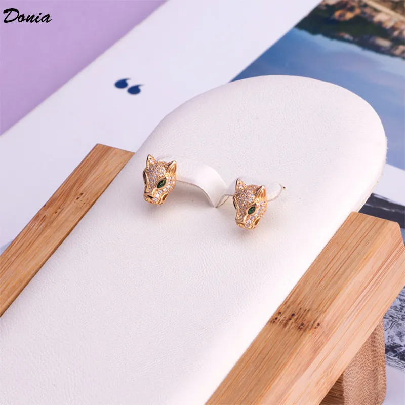 Donia jewelry luxury stud European and American fashion leopard titanium steel three-color creative designer earrings gift box
