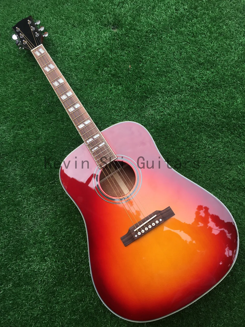 41 inch Humming Acoustic Guitar Cherry Red Sunburst Afwerking Solid Top H-Bird Folk Gitare Acoustique Palissander Fretboard