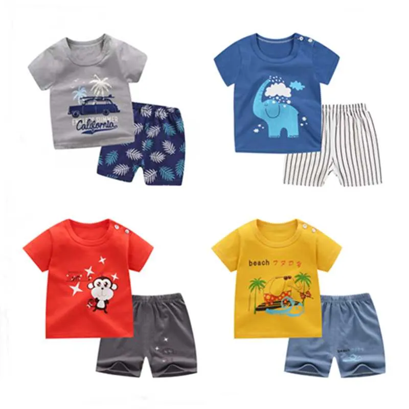 Kleding sets 9m-4t Baby Boy Summer Clothes Set Sport T-shirt + Shorts Suits Infant Born Girl