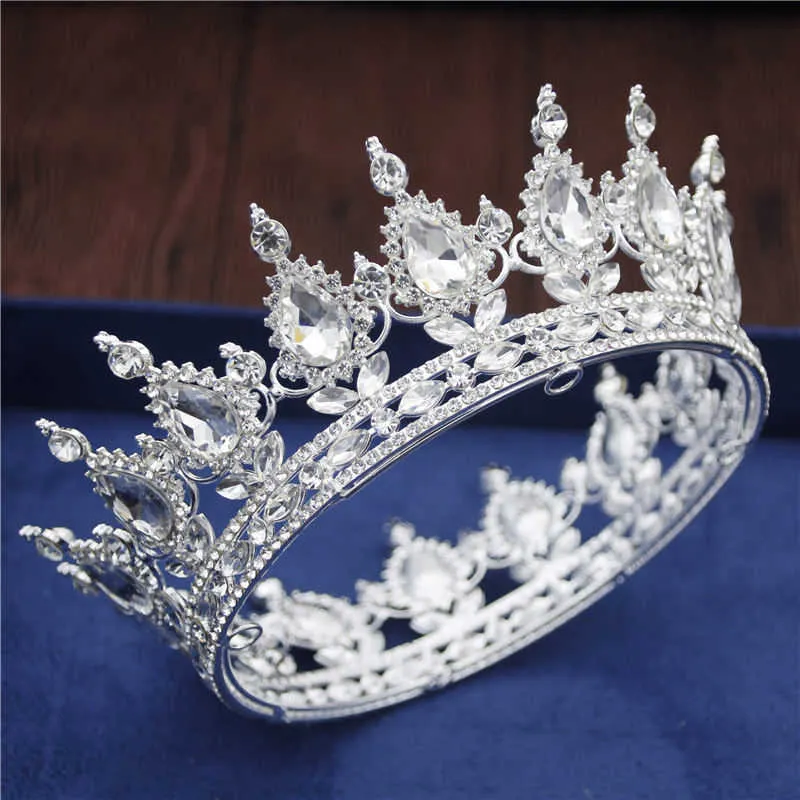 Barock kristall bröllop krona kunglig drottning diadem huvud prydnad tiaras och kronor brud bröllop hår smycken tillbehör x0625