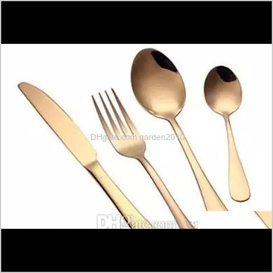 high-grade gold cutlery flatware set spoon fork knife tea spoon stainless steel dinnerware set cutlery tableware set