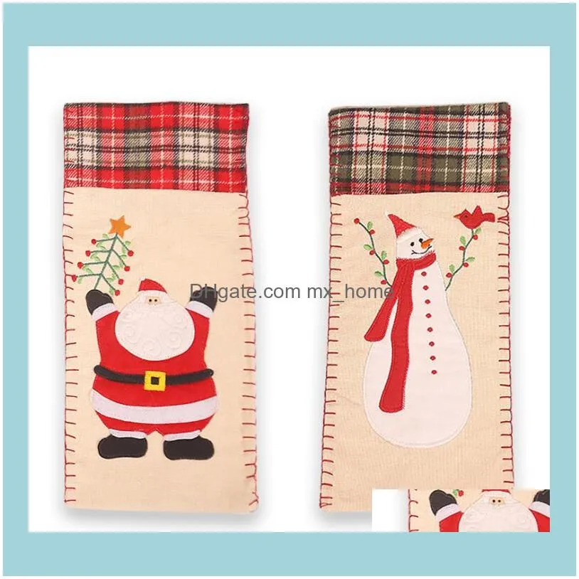 Christmas Wine Bottle Cover Portable Snowman Wine Bottle Covers Creative Cartoon Xmas Supply Christmas Household Festive Supplies