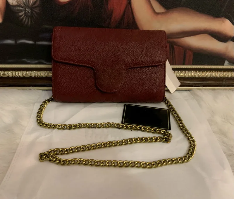 Hig Quality Handbag Pounds Womens Pu Leather Bag Fashion Small Gold Chain Bagv Wallet Cross Body Handbags Counter Messenger Bags Crossbody Baga 21cm